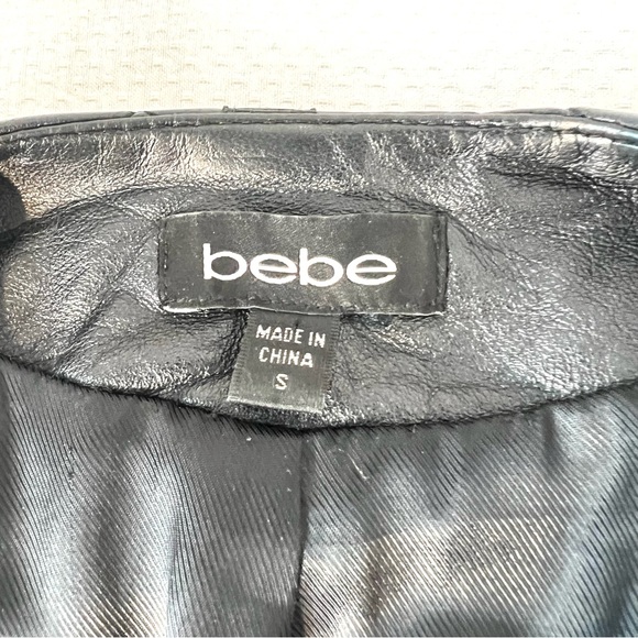 Bebe Black 100% Real  Leather Jacket - Picture 13 of 16